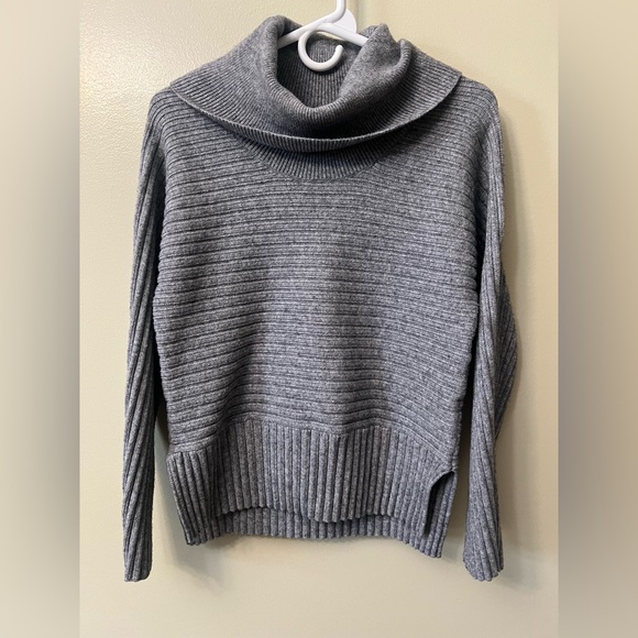 Anthropologie Moth Ribbed Knit Sweater Womens Small Cowl Neck Gray - Picture 1 of 10